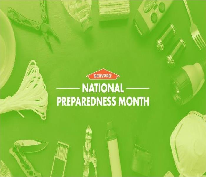 green background white lettering logo of national emergency preparedness month